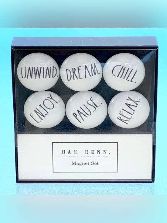 Rae Dunn Other - Rae Dunn Black and White Unwind 6 Glass-Dome Magnet Set
